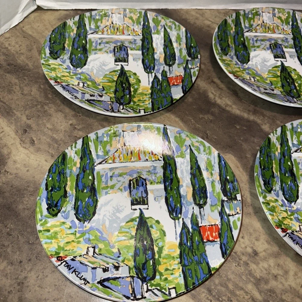 Set Of 4 Gustav‎ Klimt By Furio Oval Salad Dessert Plates 8.5